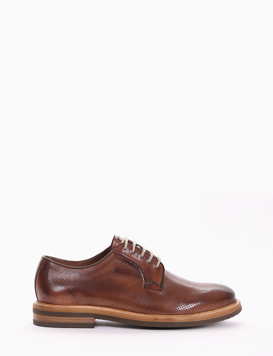 Lace-up shoes heel 2 cm brown leather