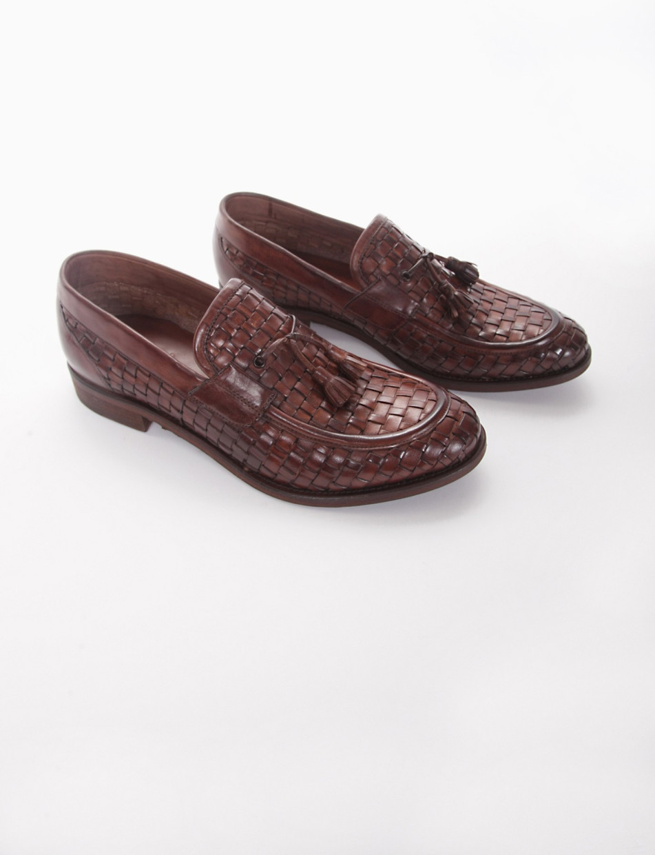 Loafers heel 2 cm brown leather