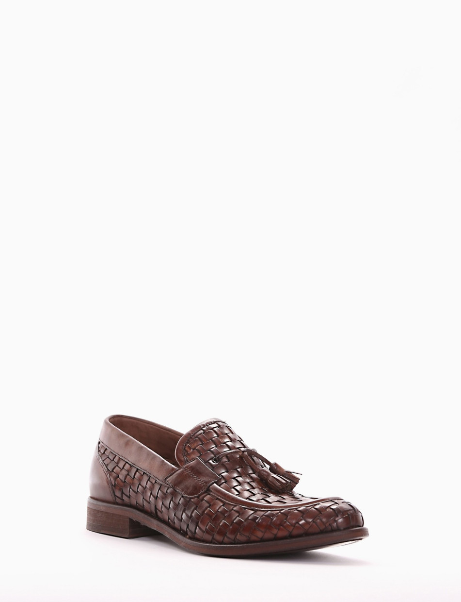 Loafers heel 2 cm brown leather
