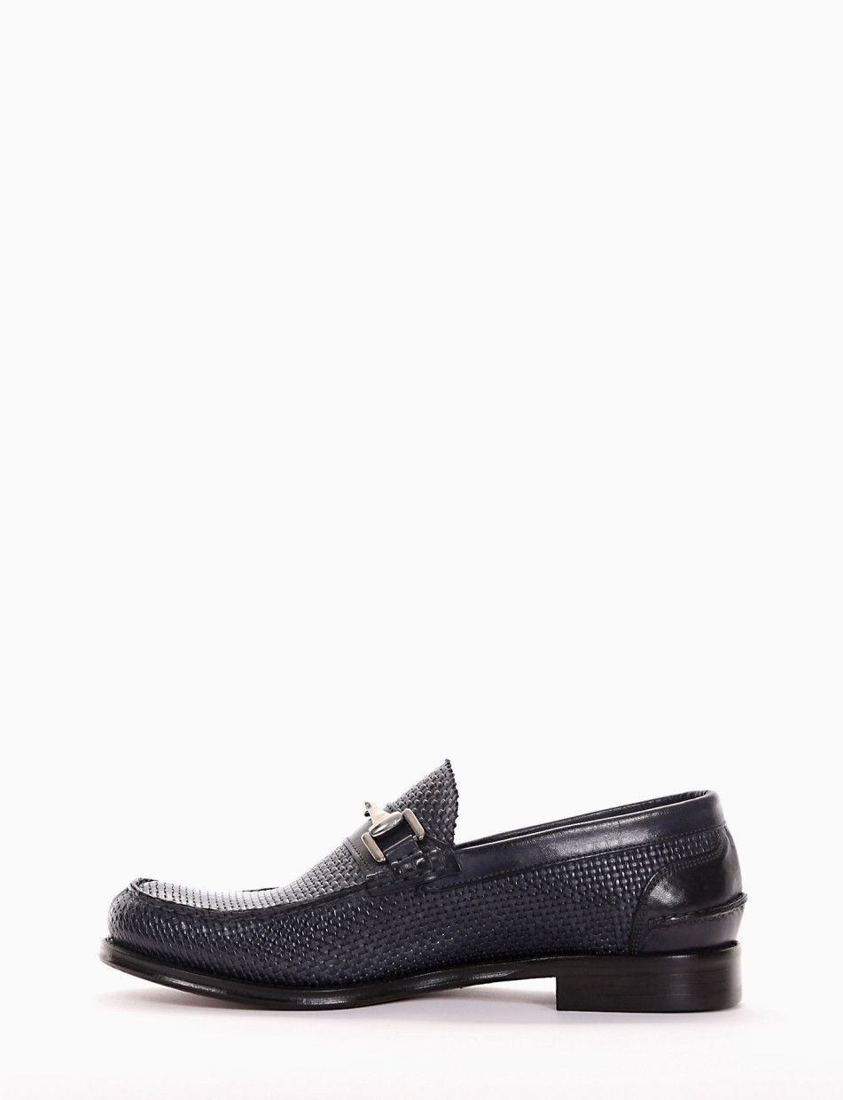 Loafers heel 2 cm blu leather