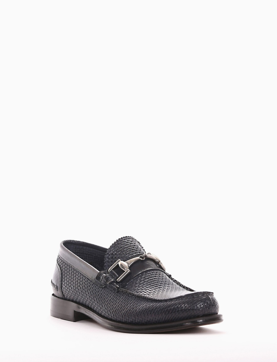 Loafers heel 2 cm blu leather