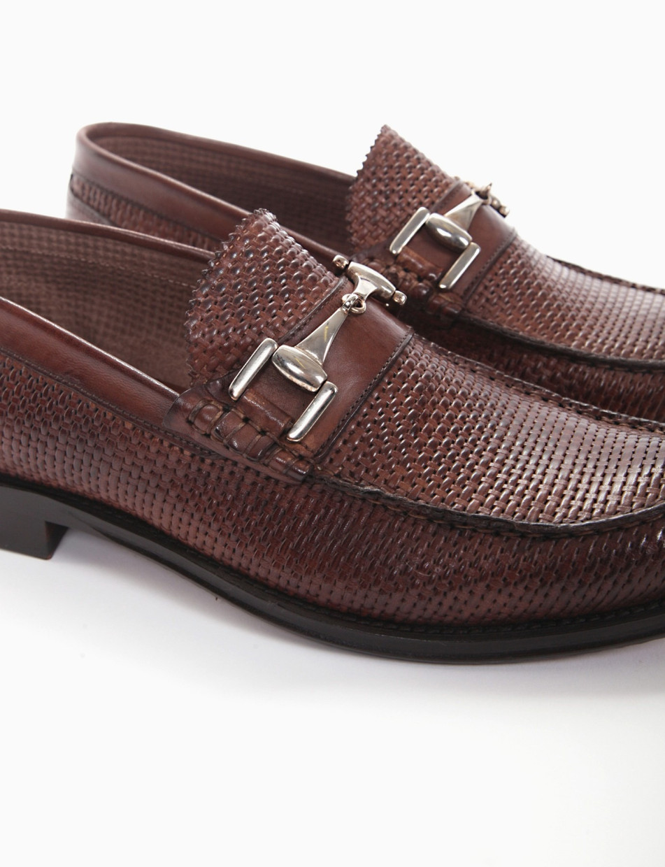Loafers heel 2 cm brown leather
