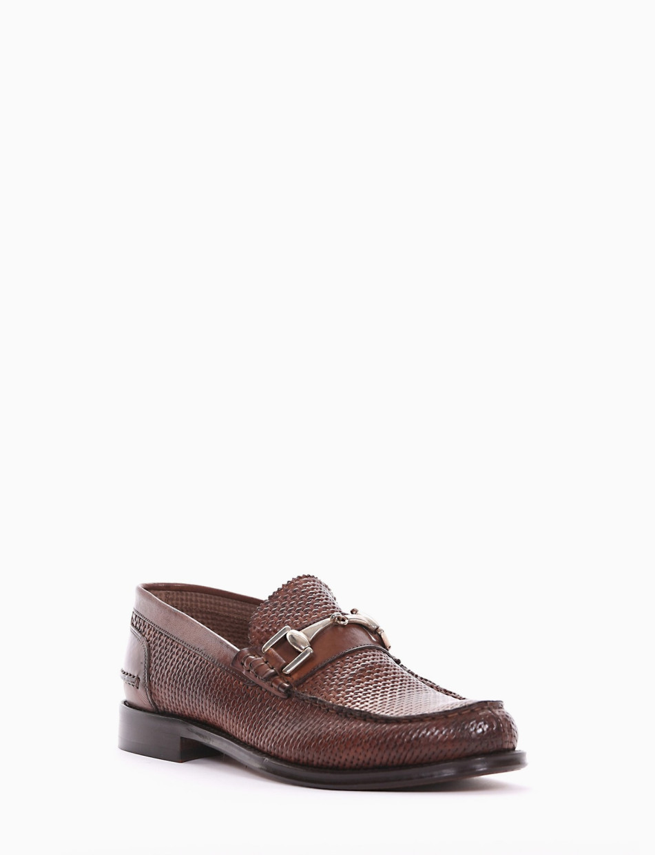 Loafers heel 2 cm brown leather