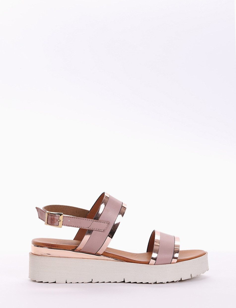 Wedge heels heel 3 cm copper leather