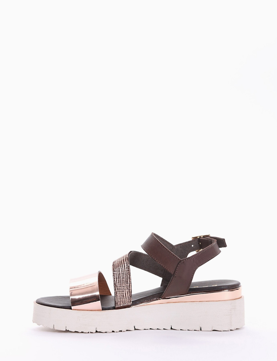 Wedge heels copper leather