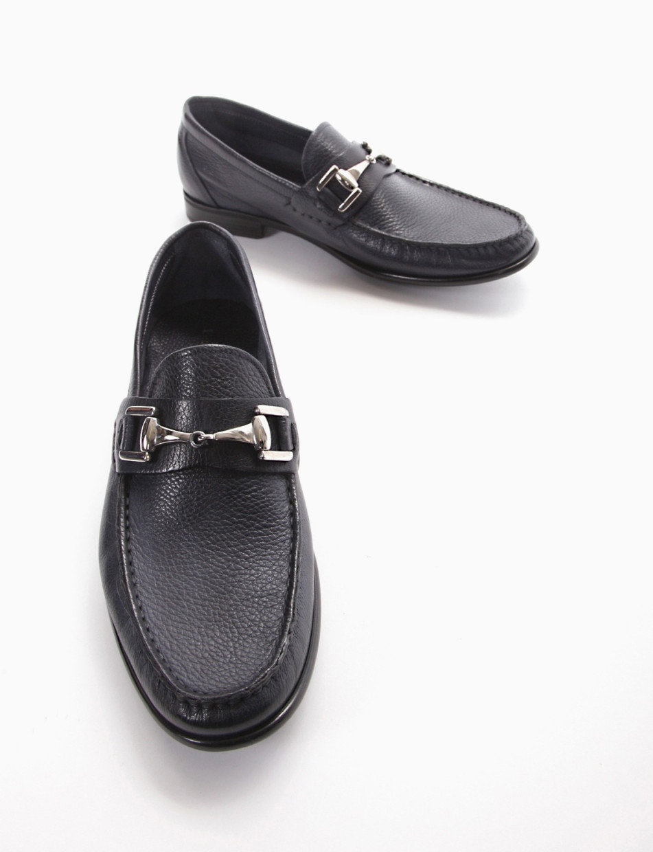 Loafers heel 2 cm blu leather