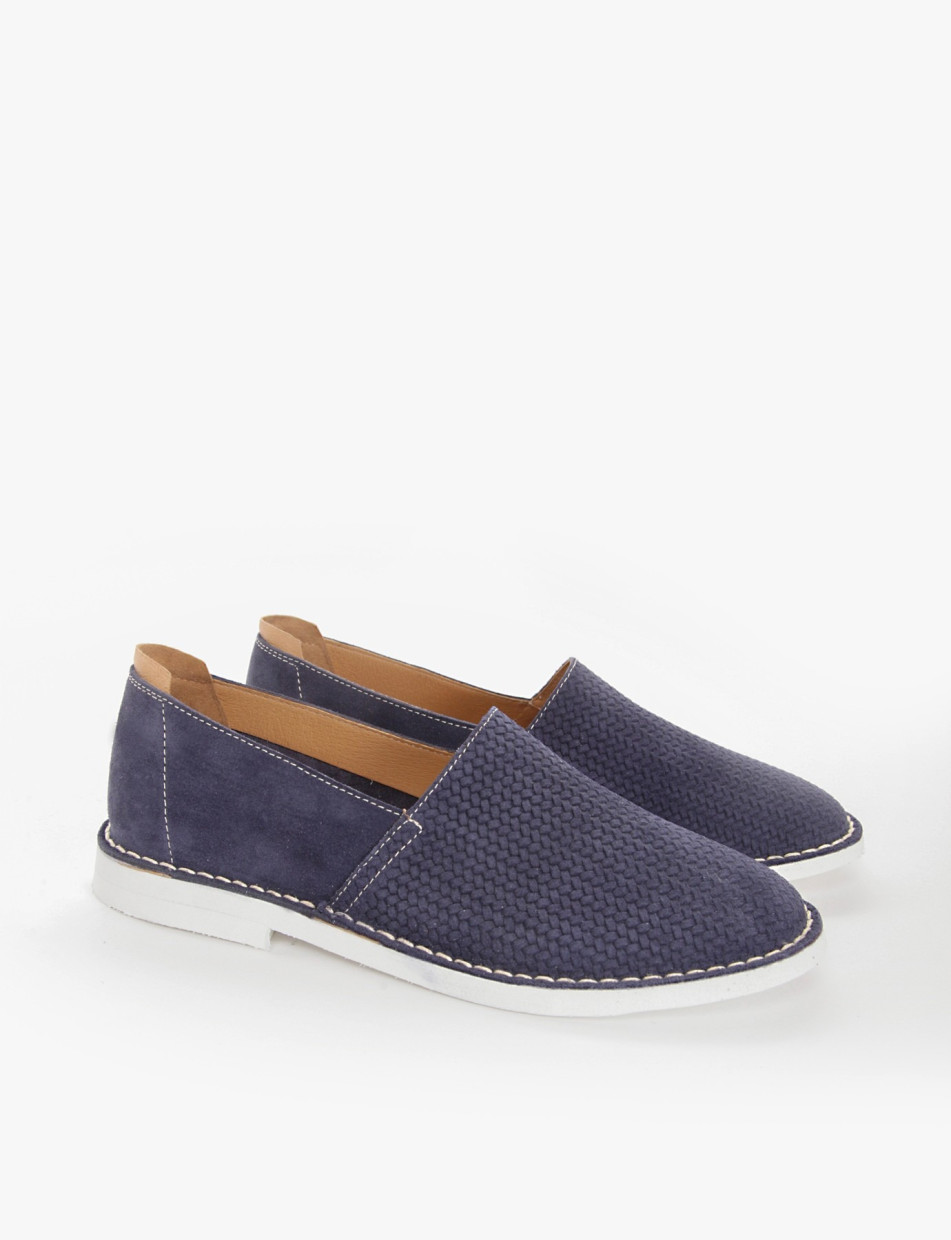 Loafers heel 1 cm blu chamois