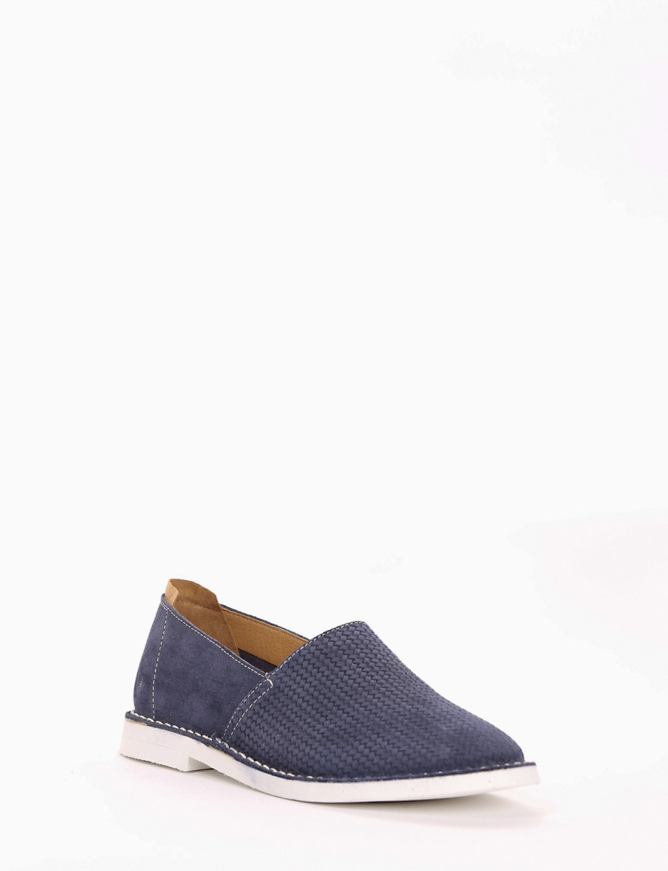 Loafers heel 1 cm blu chamois