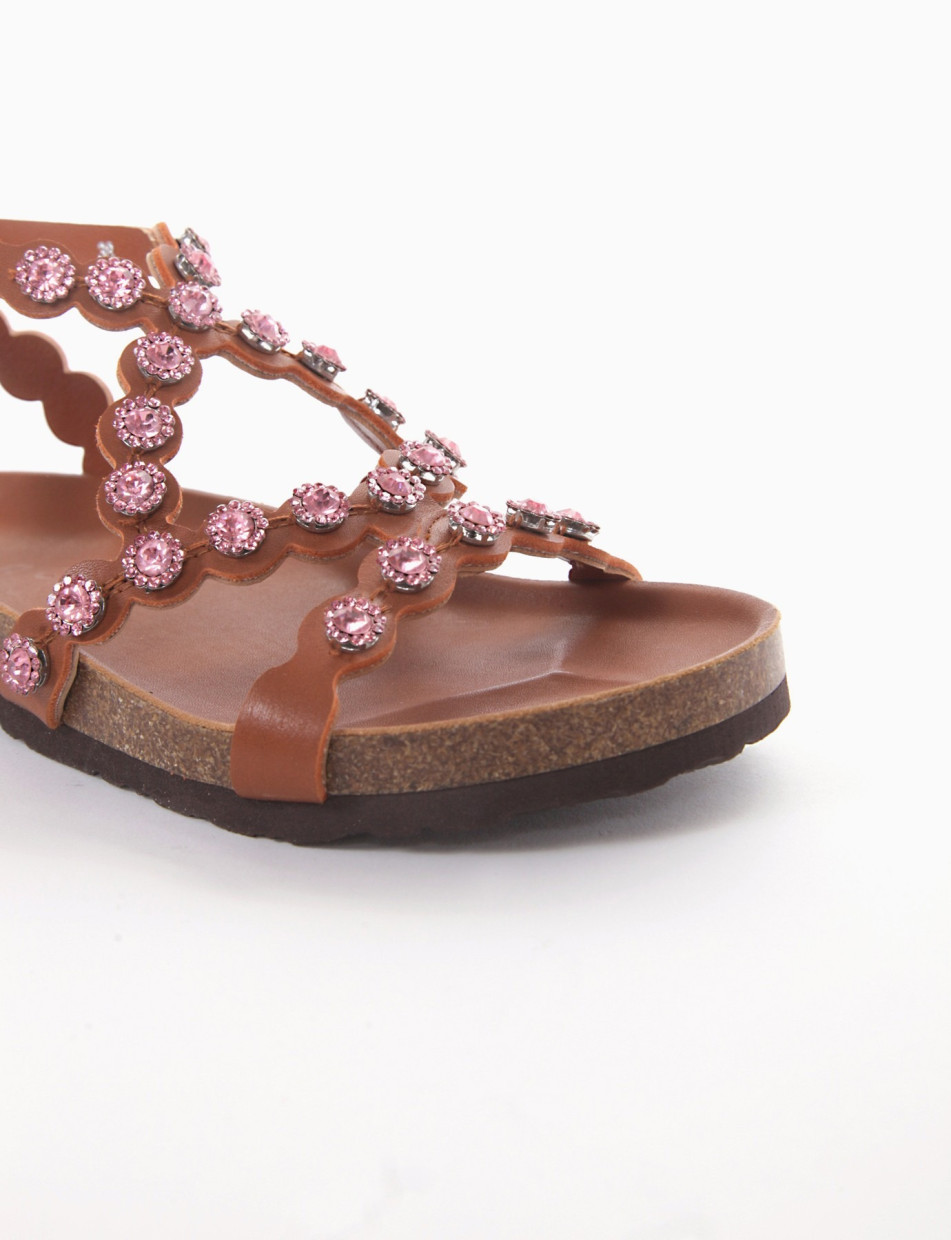 Low heel sandals pink leather