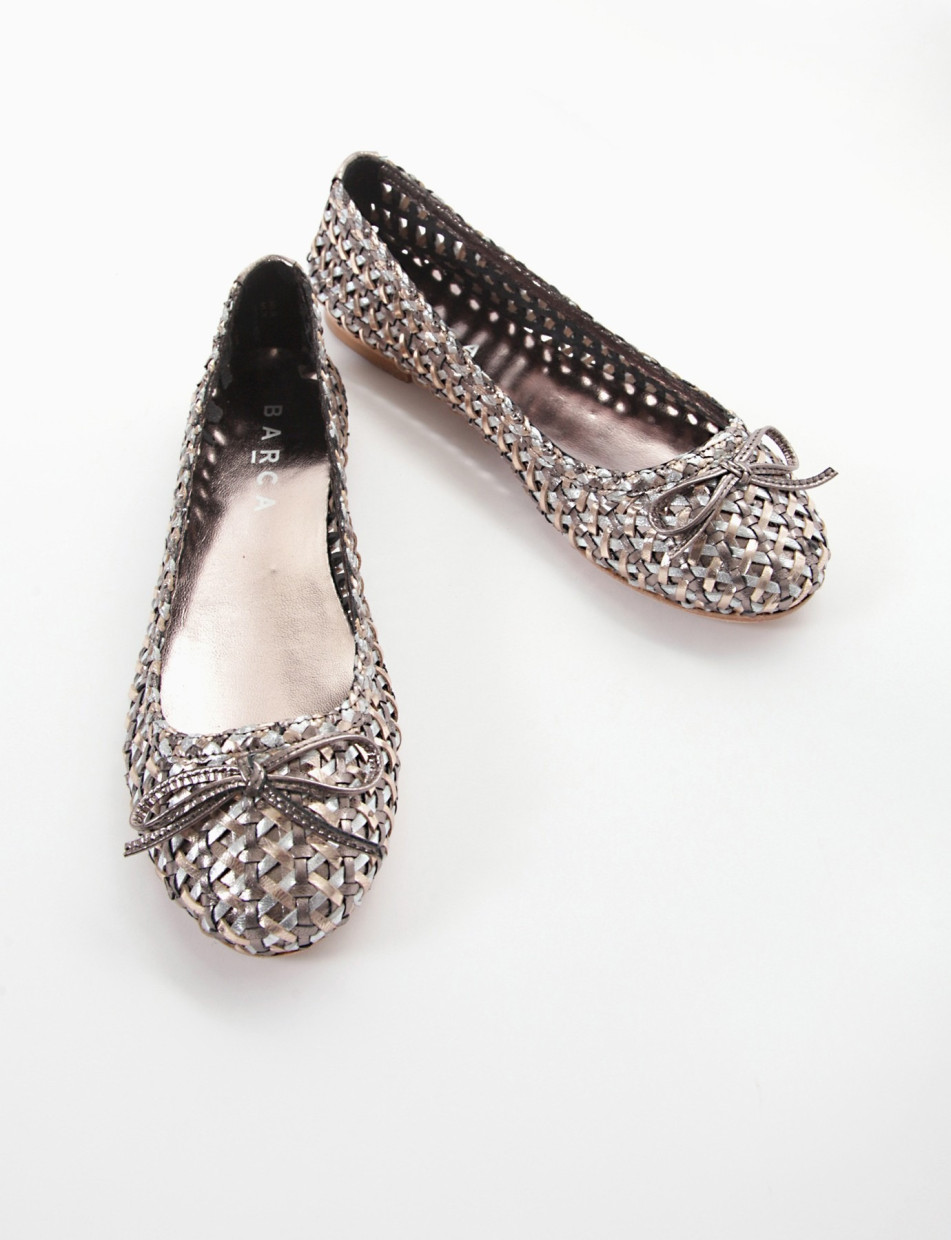 Flat shoes heel 1 cm silver leather