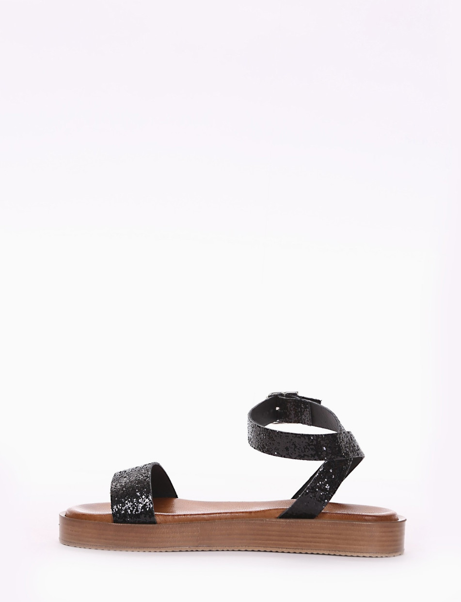 Wedge heels heel 3 cm black glitter