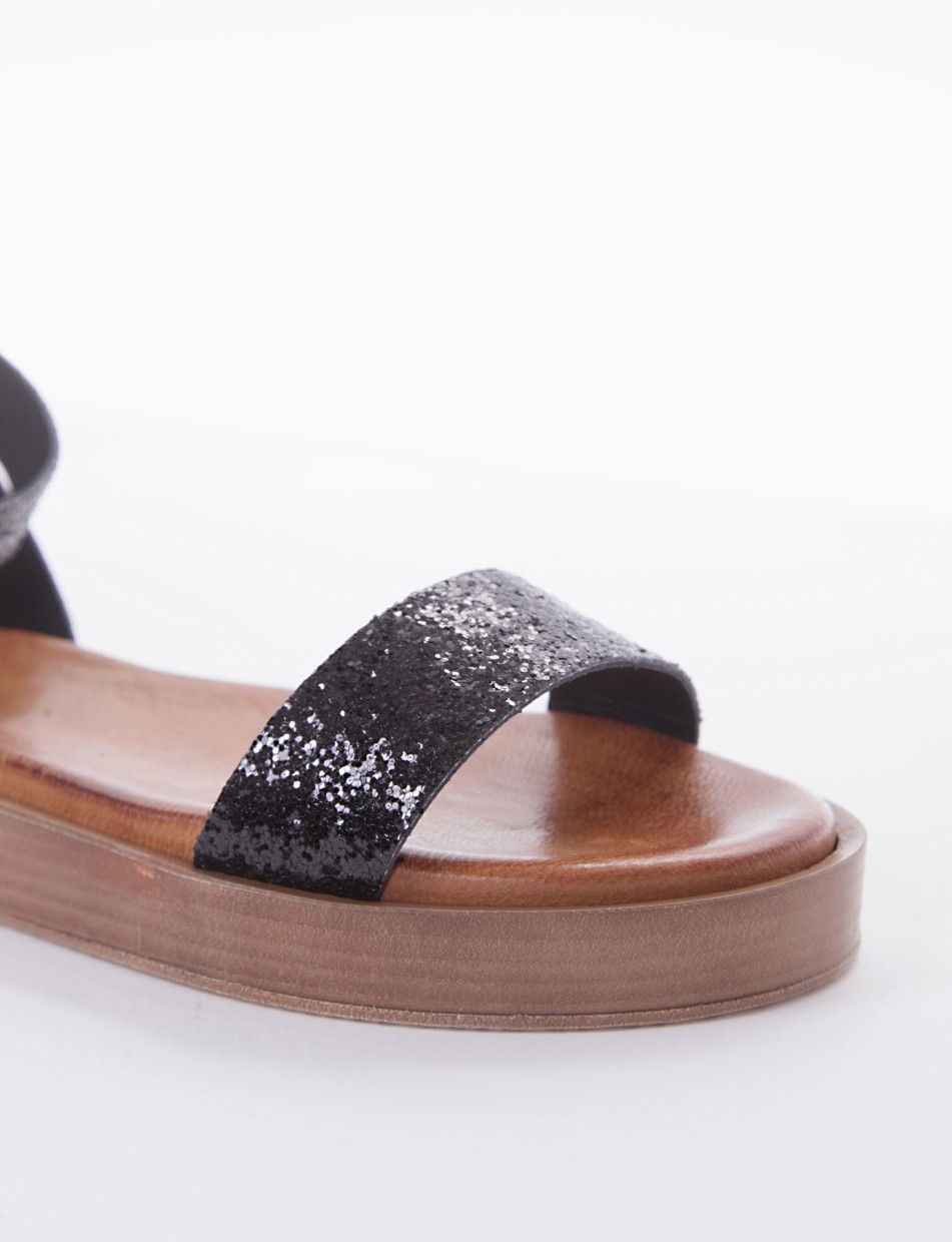 Wedge heels heel 3 cm black glitter