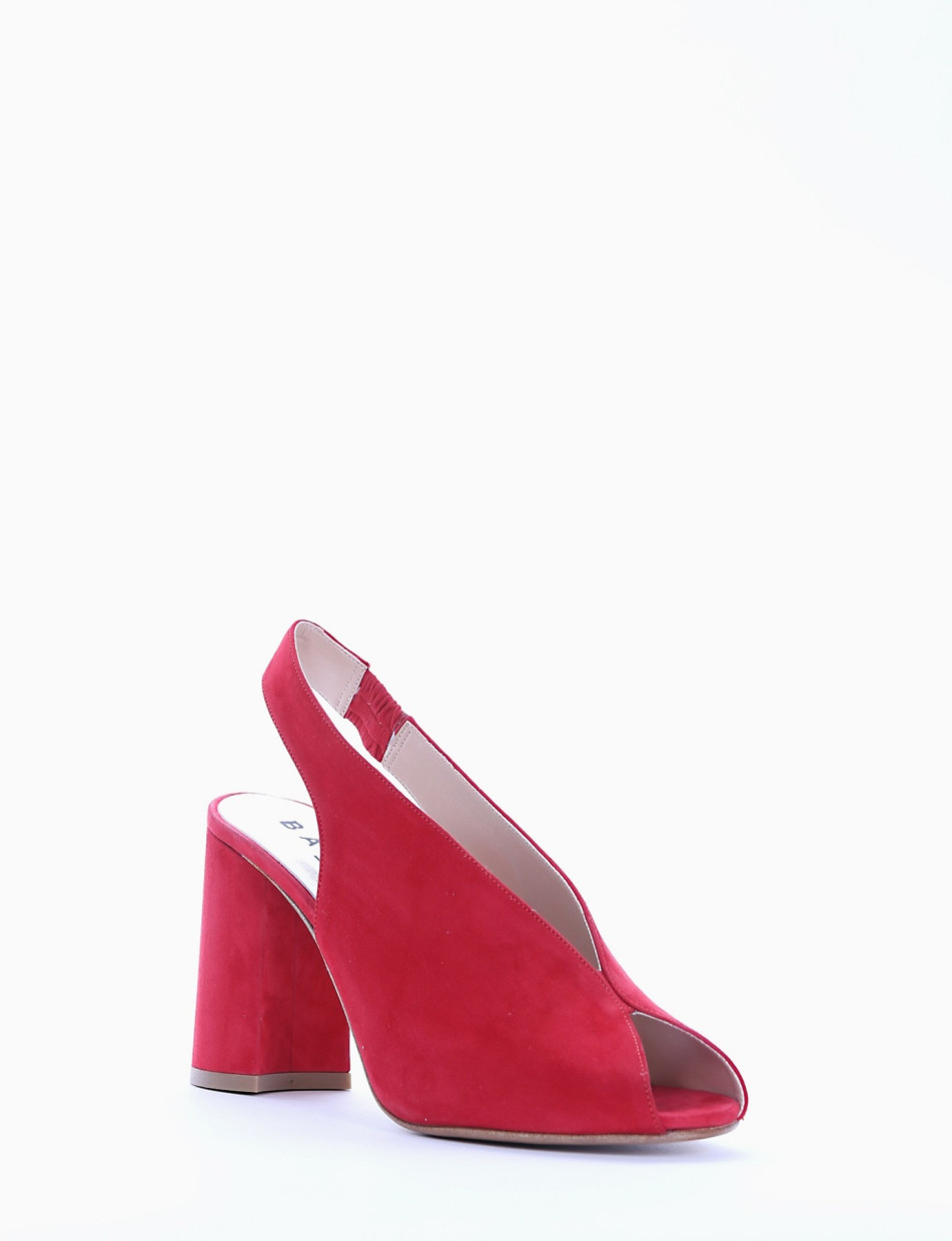 High heel sandals heel 7 cm red chamois