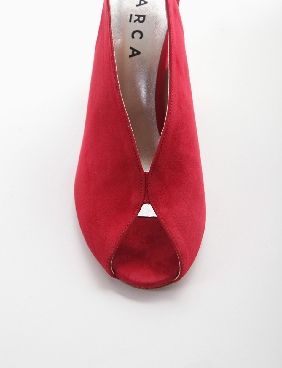 High heel sandals heel 7 cm red chamois