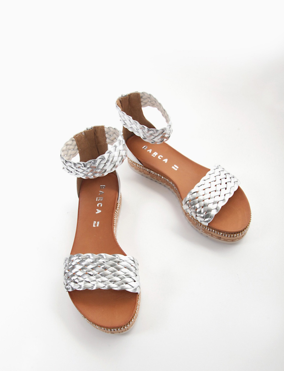 Wedge heels silver laminated