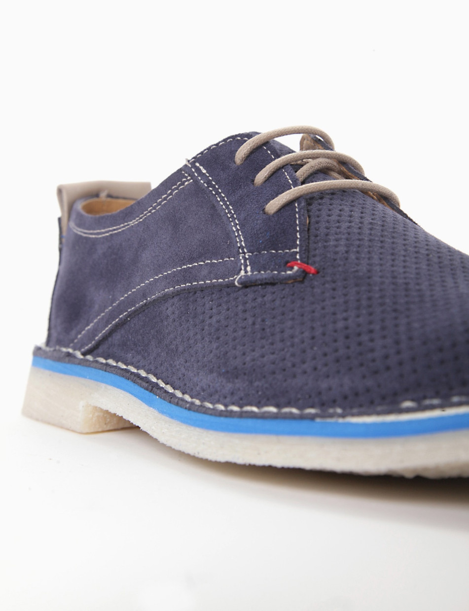 Lace-up shoes heel 2 cm blu chamois