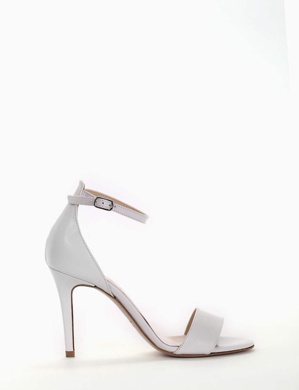 High heel sandals heel 10 cm white leather