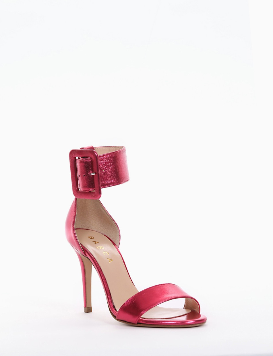 High heel sandals heel 10 cm pink laminated