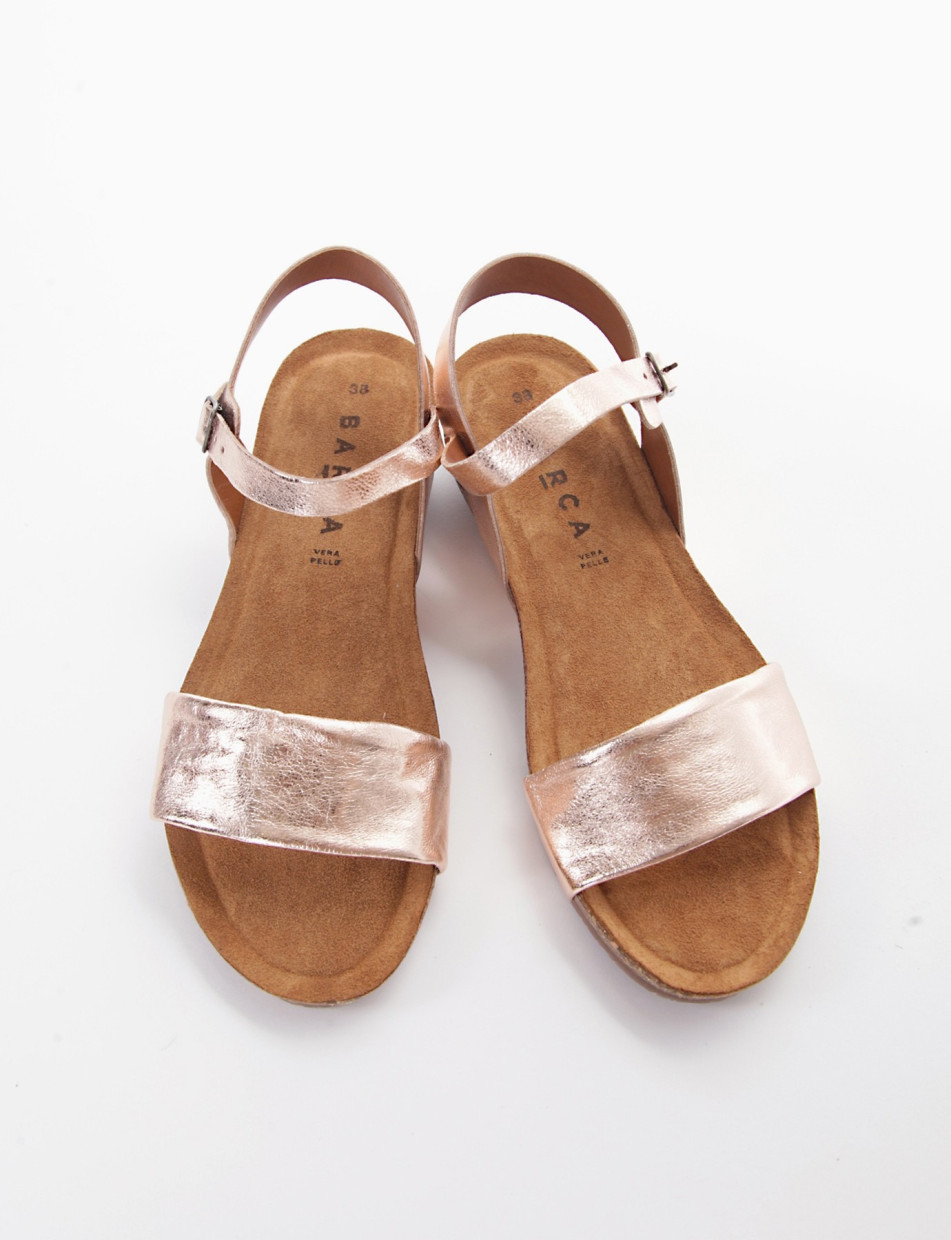 Wedge heels heel 3 cm pink laminated