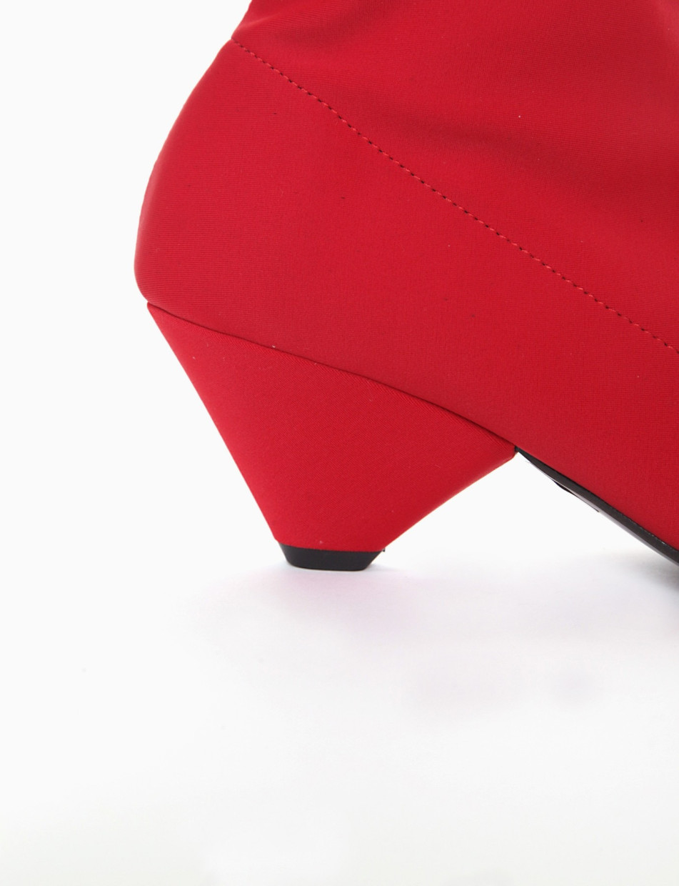 High heel ankle boots heel 5 cm red satin