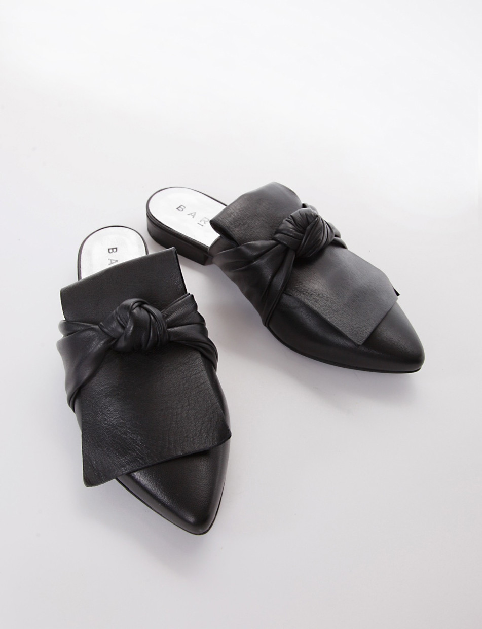 Sabot heel 1 cm black leather