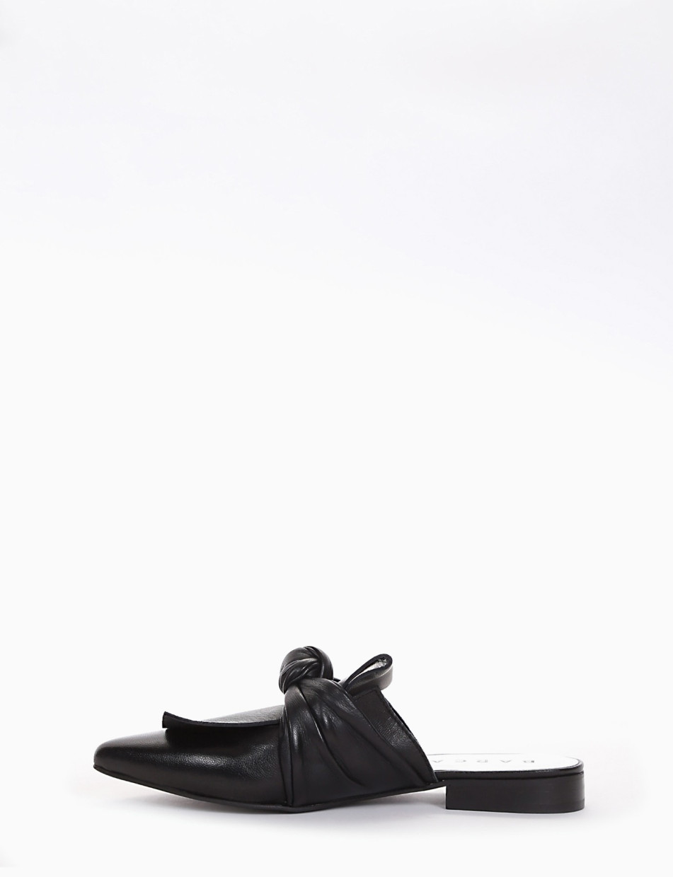 Sabot heel 1 cm black leather