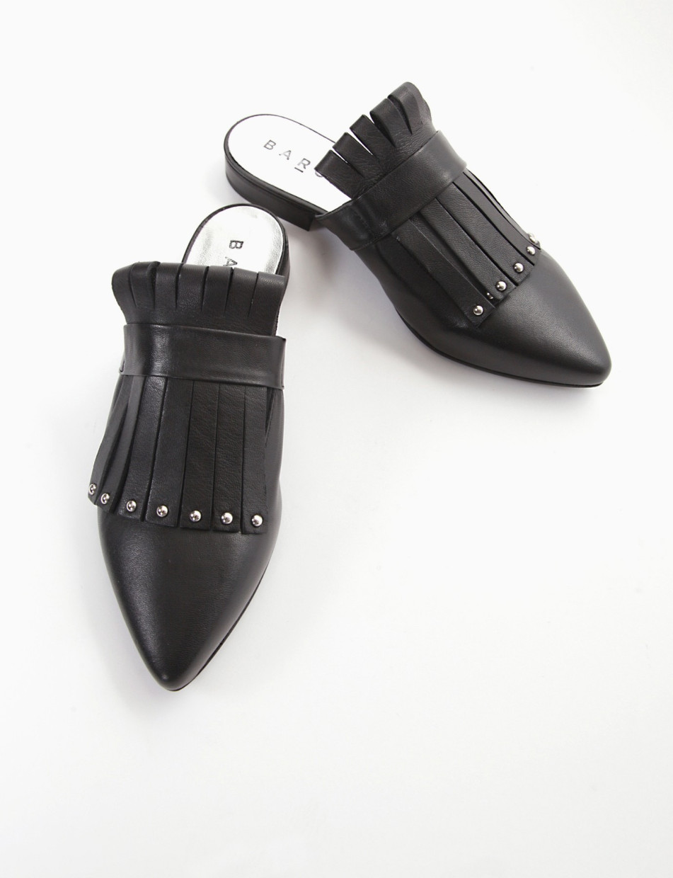 Sabot heel 1 cm black leather