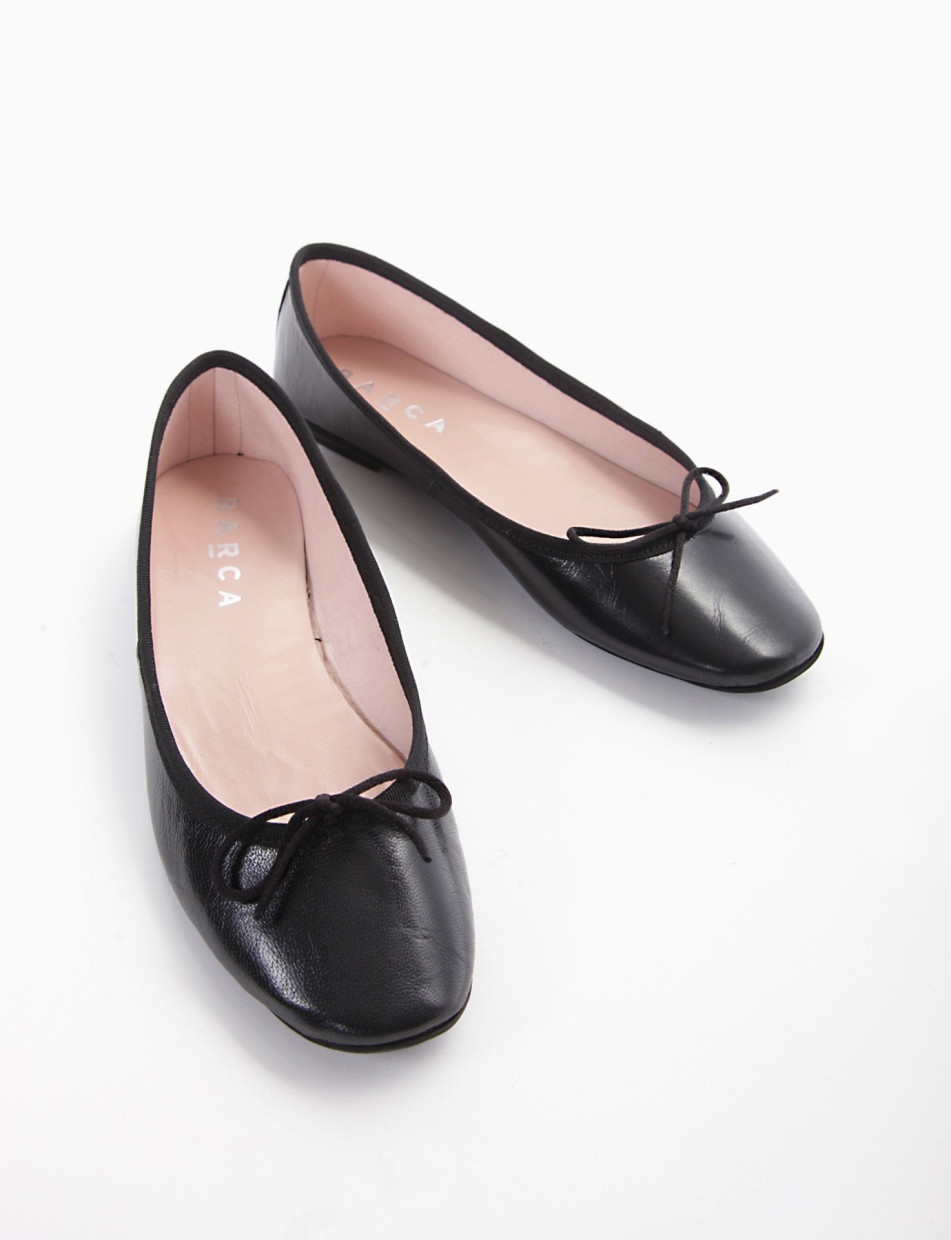Flat shoes outlet - woman heel 1 cm black leather