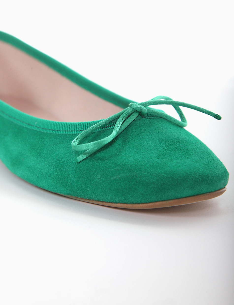Flat shoes heel 1 cm green chamois
