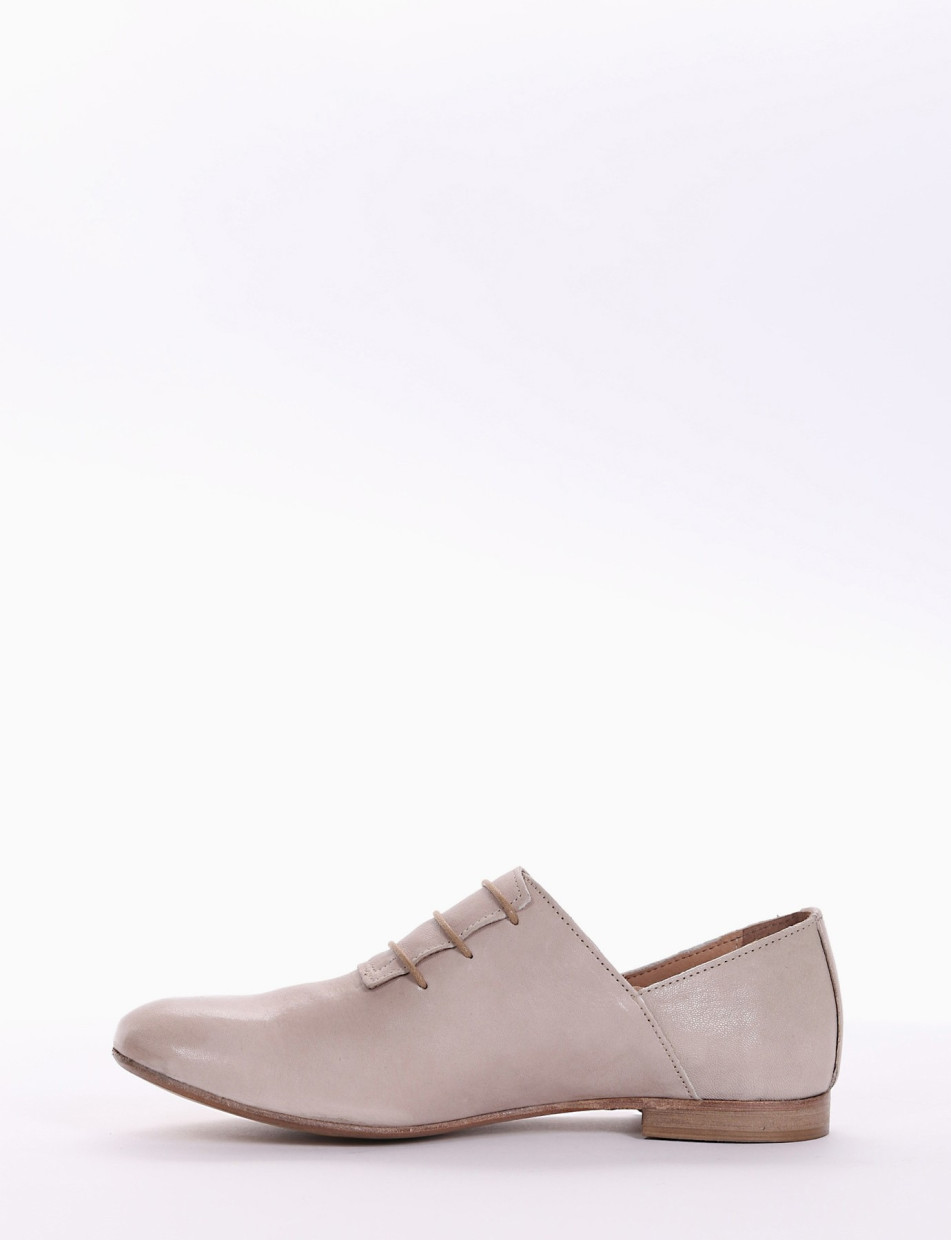 Lace-up shoes heel 2 cm beige leather