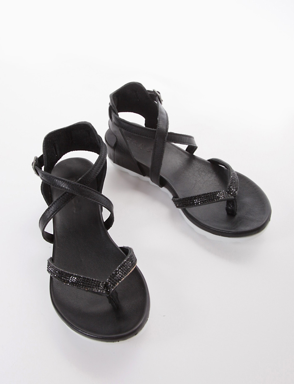 Flip flops heel 3 cm black leather