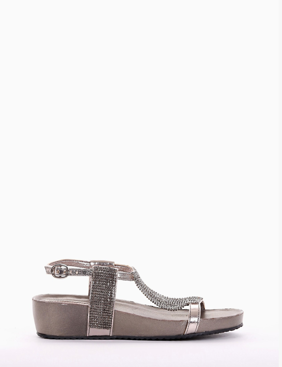 Wedge heels heel 5 cm silver leather