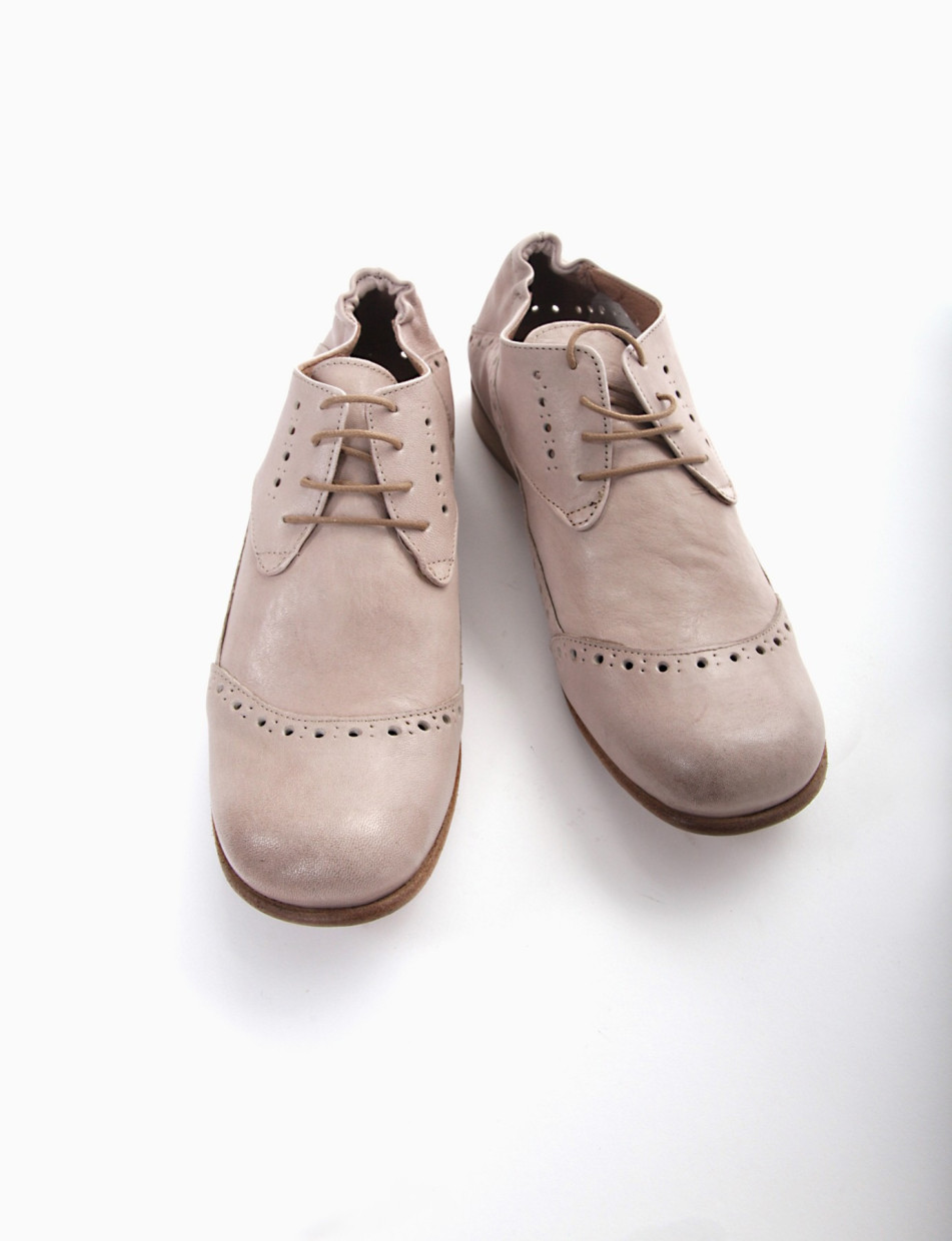 Lace-up shoes heel 2 cm beige leather