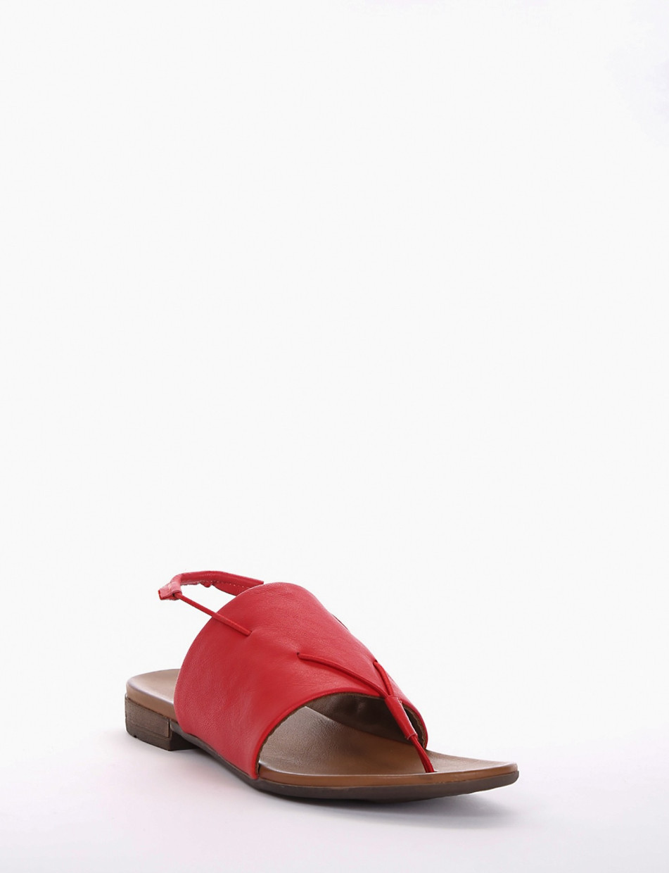 Flip flops heel 1 cm red leather