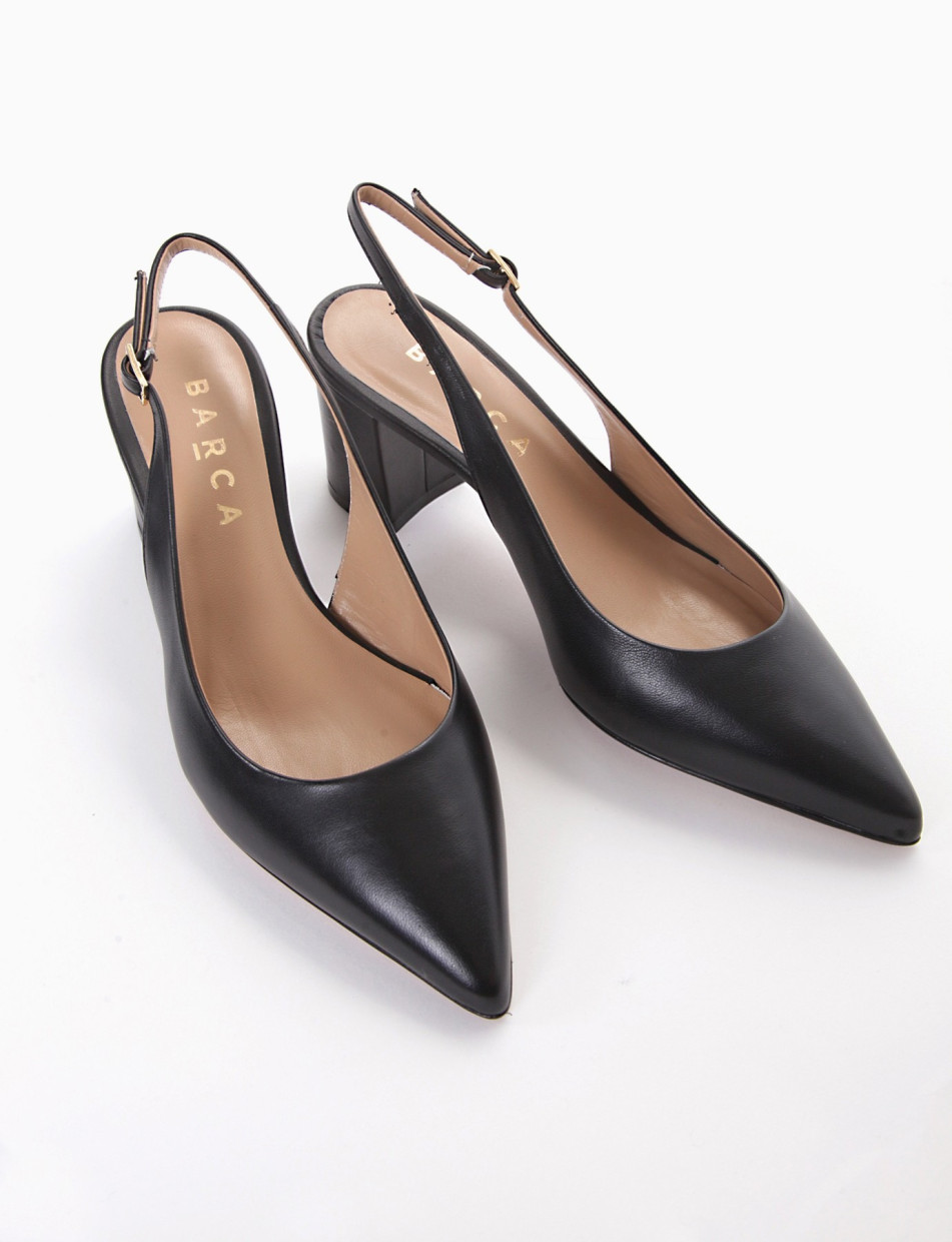 Slingback decoltè tacco 5 cm nero pelle