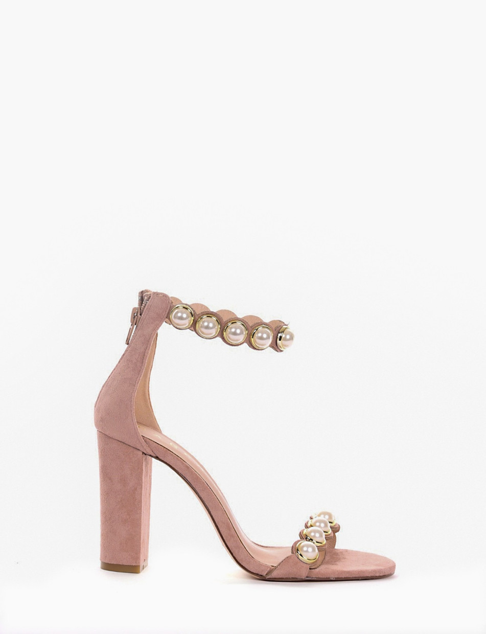 High heel sandals heel 9 cm pink chamois