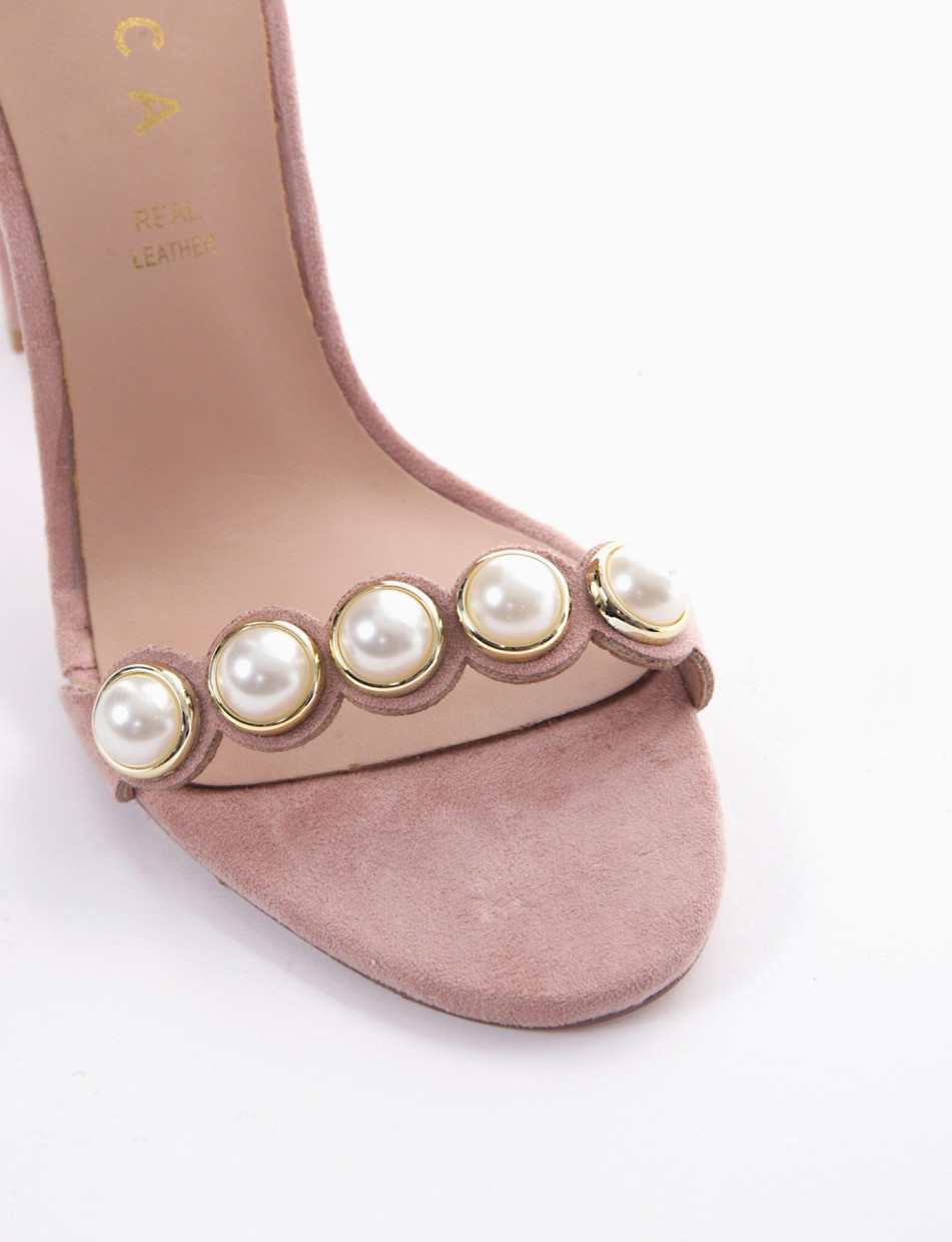 High heel sandals heel 9 cm pink chamois