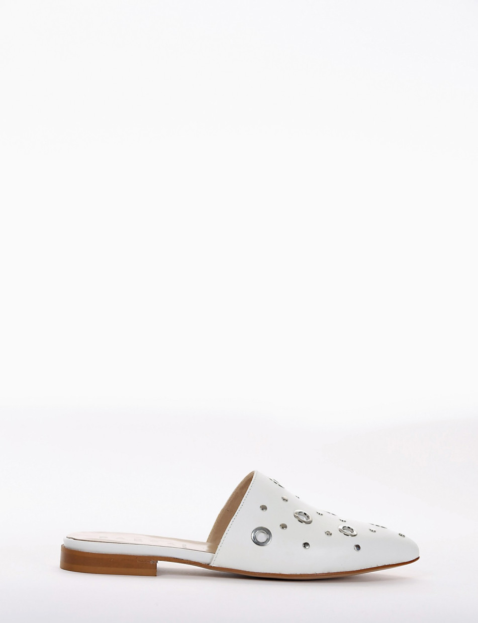 Sabot heel 1 cm white leather