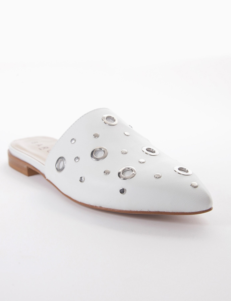 Sabot heel 1 cm white leather