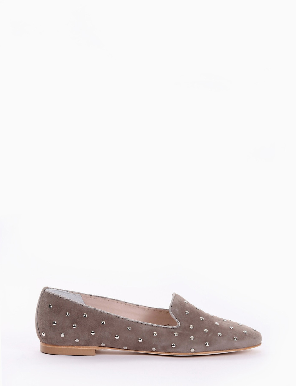 Flat shoes heel 1 cm beige leather