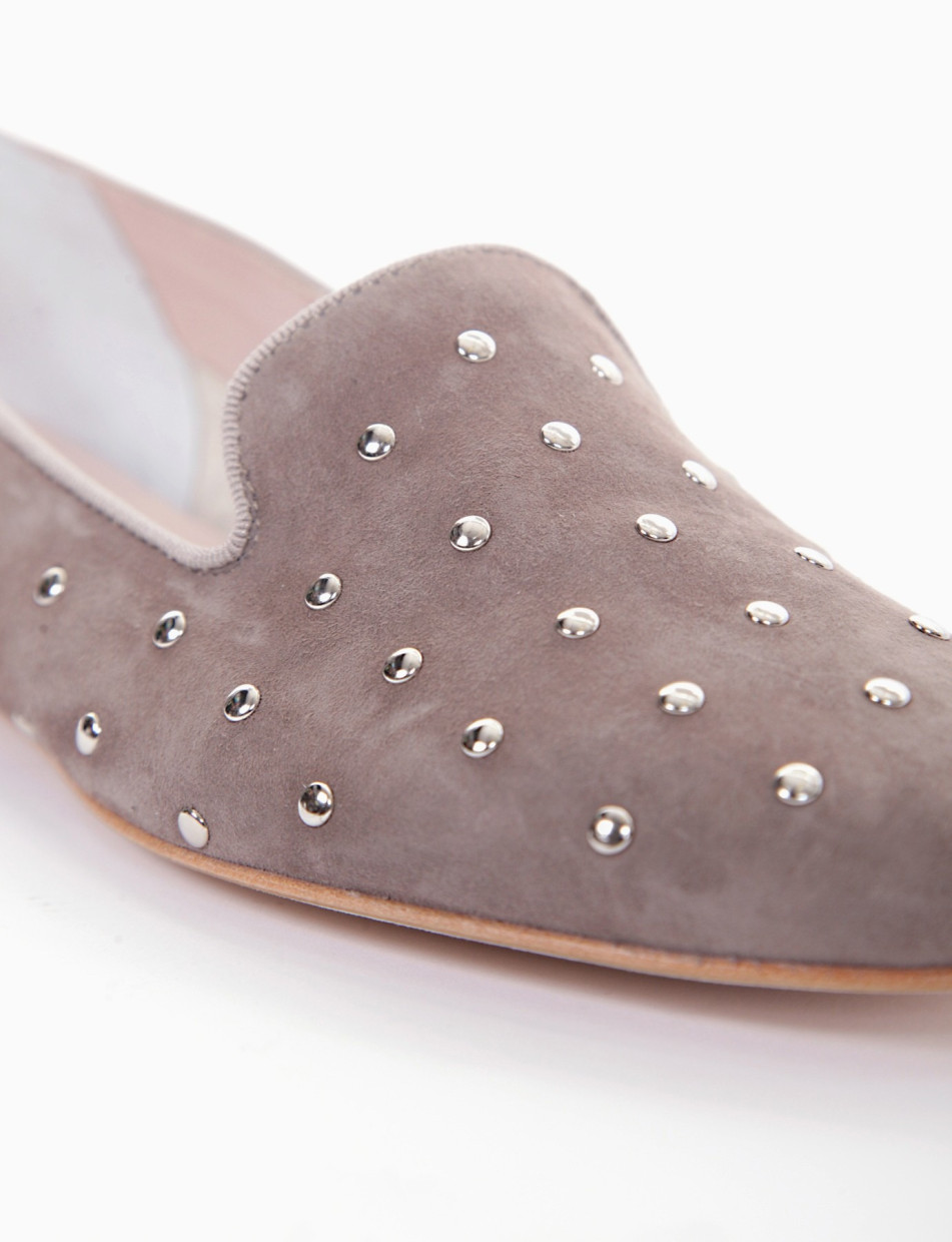 Flat shoes heel 1 cm beige leather