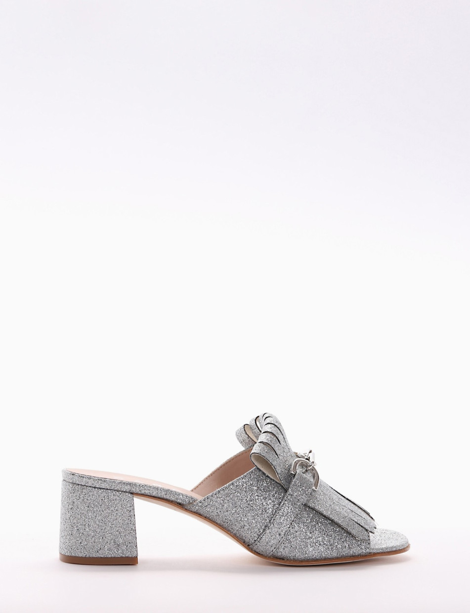 sabot tacco 5 cm argento