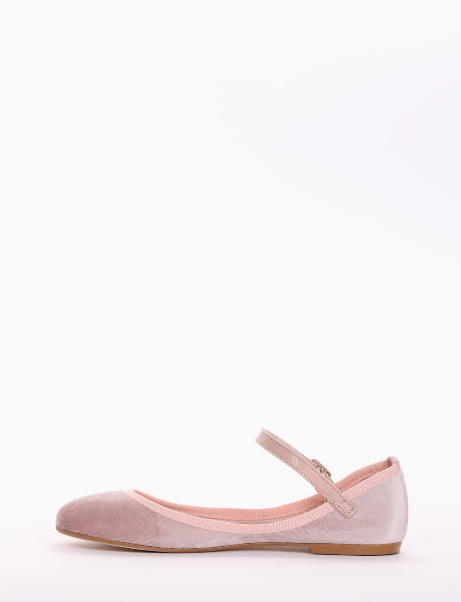 Flat shoes heel 1 cm pink velvet