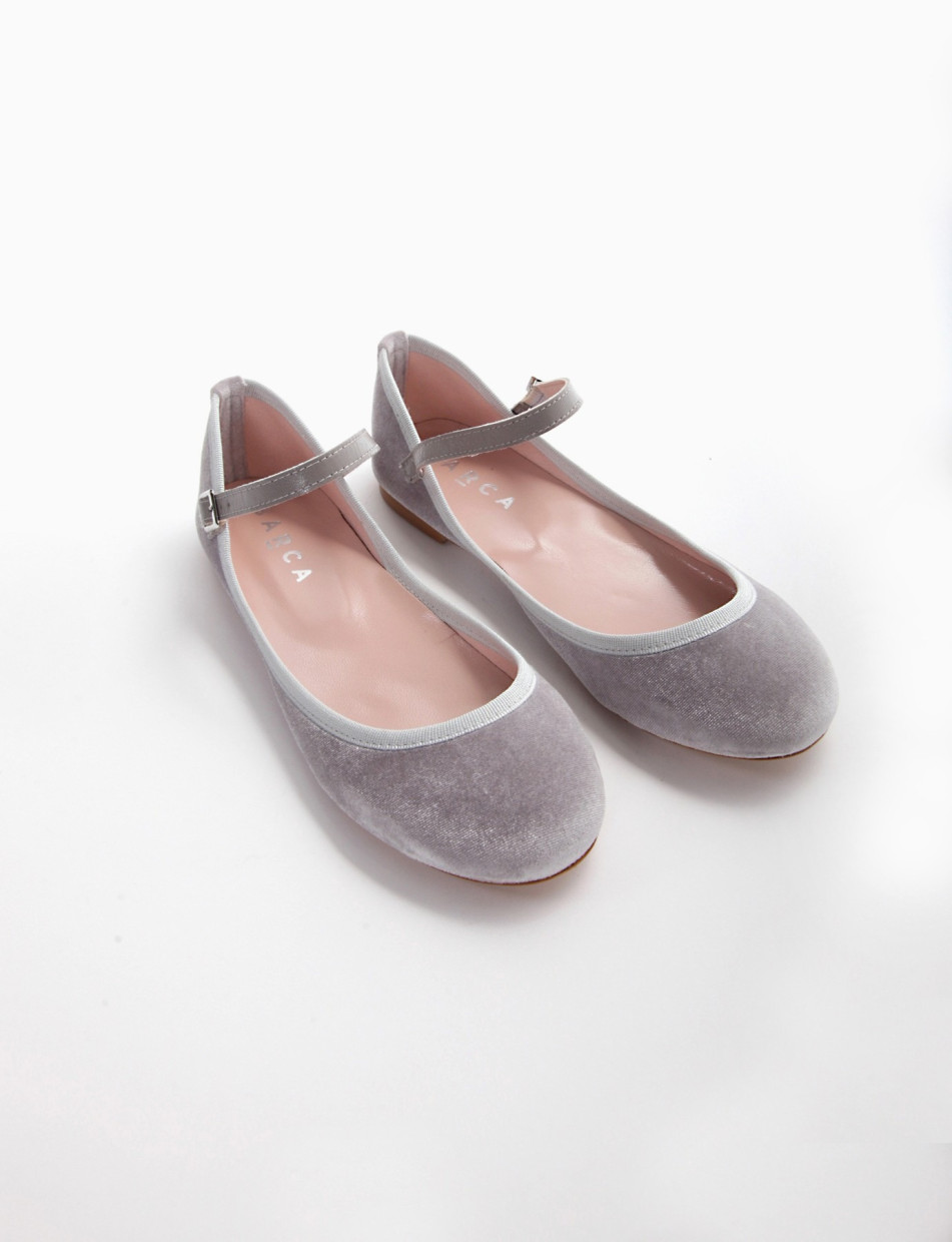 Flat shoes heel 1 cm grey velvet