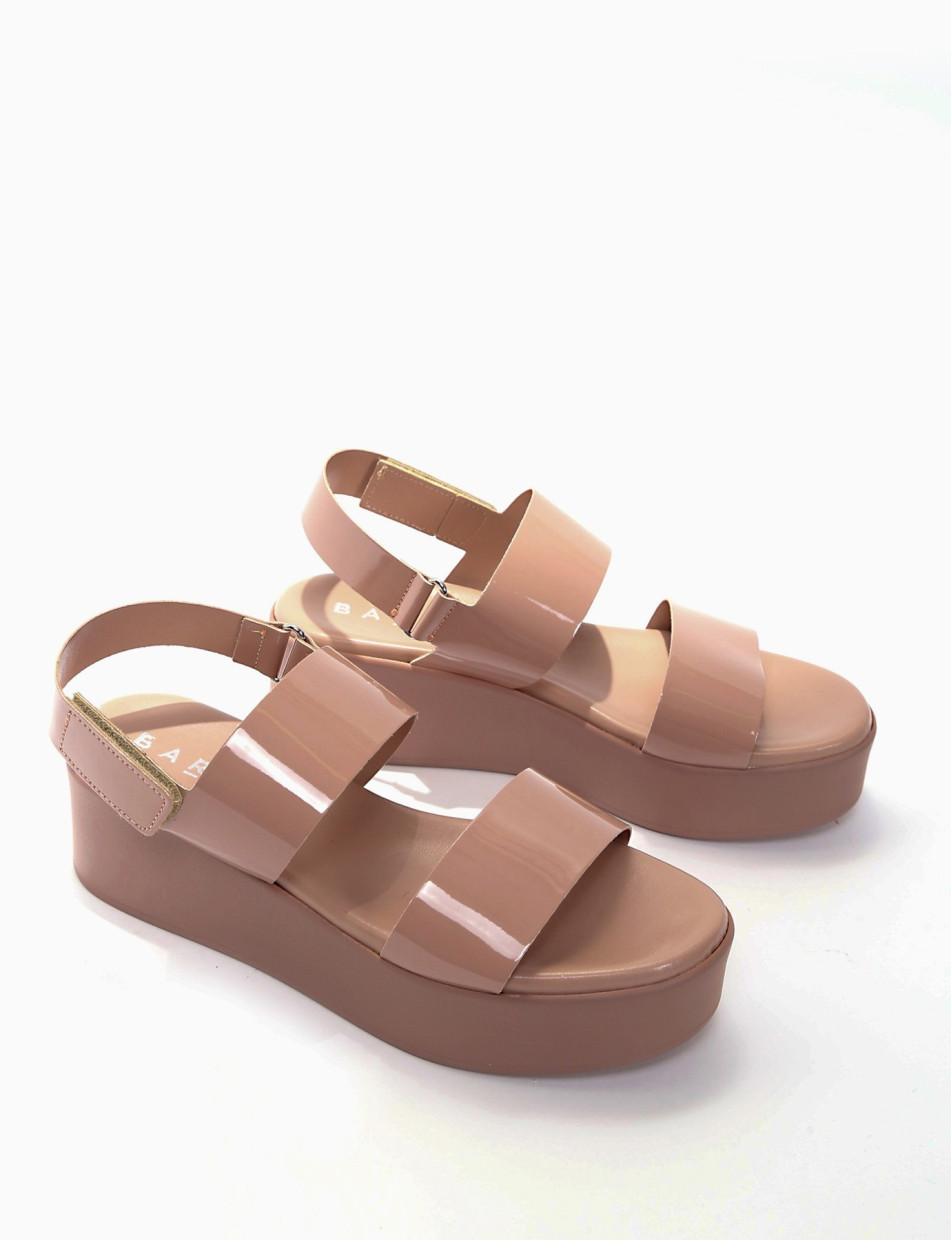 sandalo zeppa alta 7 cm beige