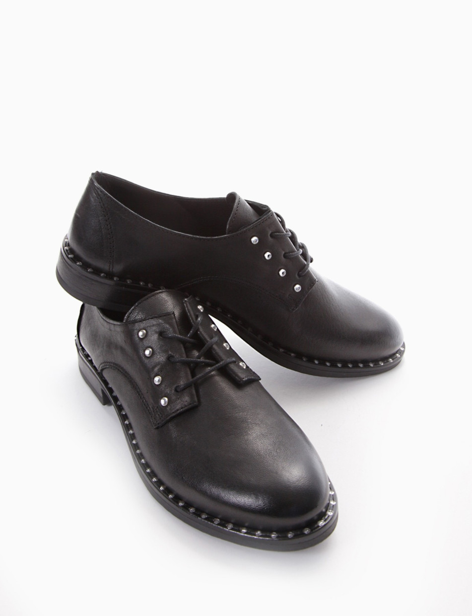 Lace-up shoes heel 2 cm black leather