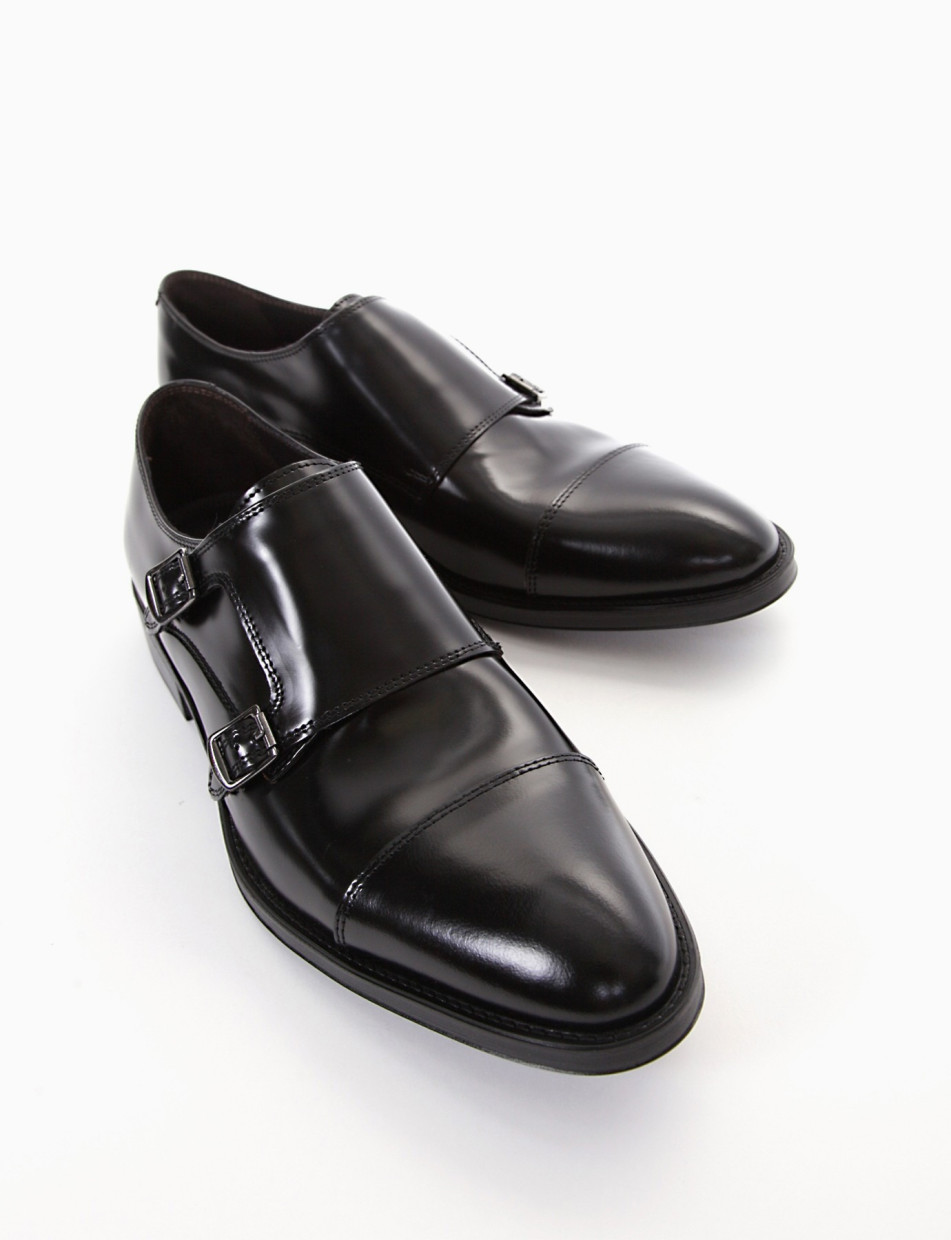 monk strap tacco 2 cm nero