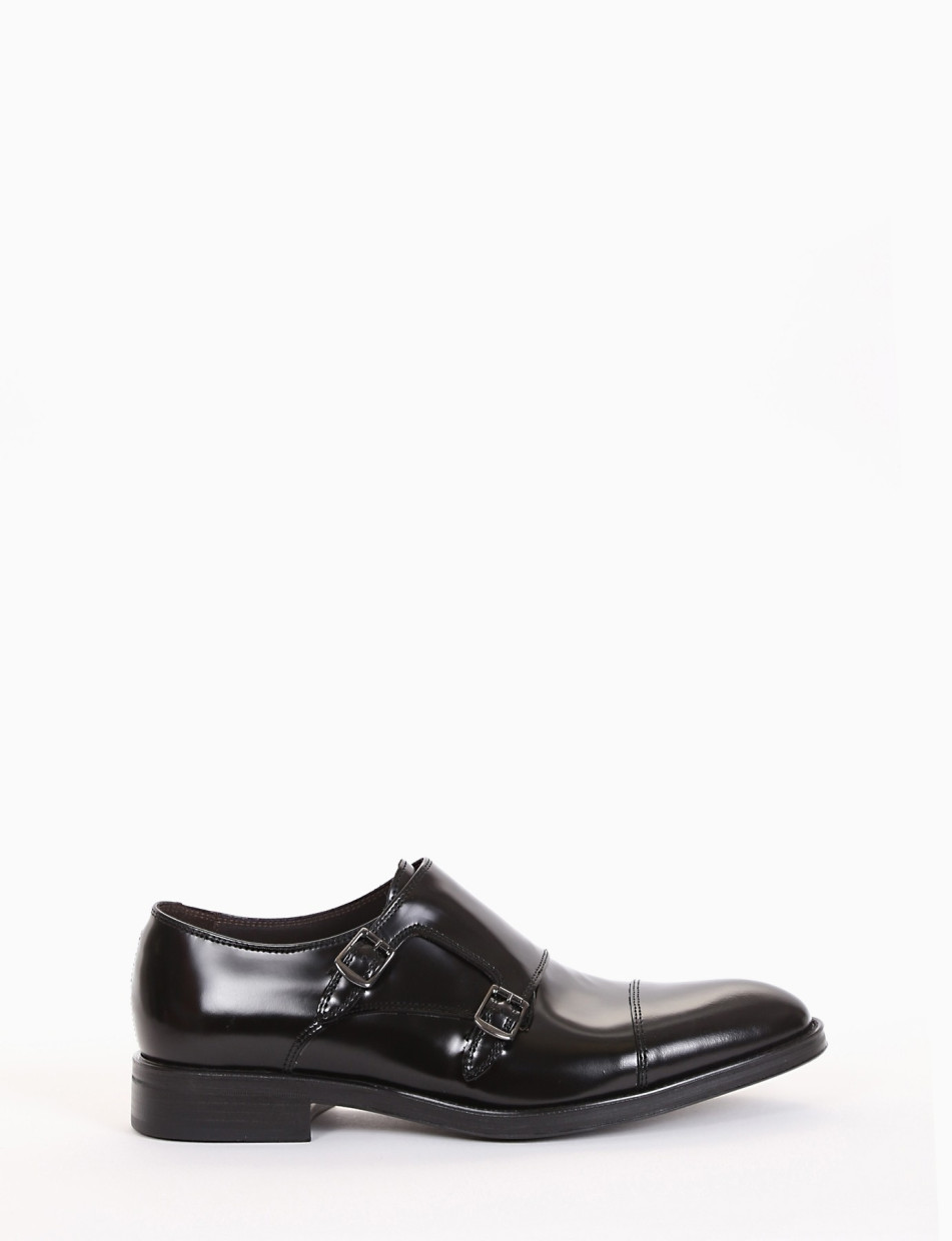 monk strap tacco 2 cm nero