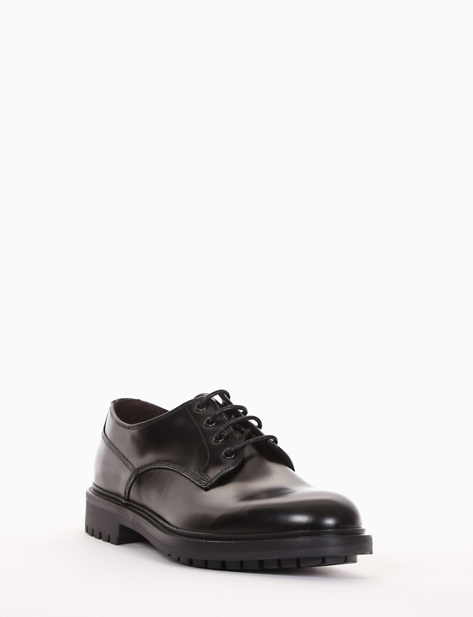 Lace up shoes outlet man heel 2 cm black leather Barca Stores
