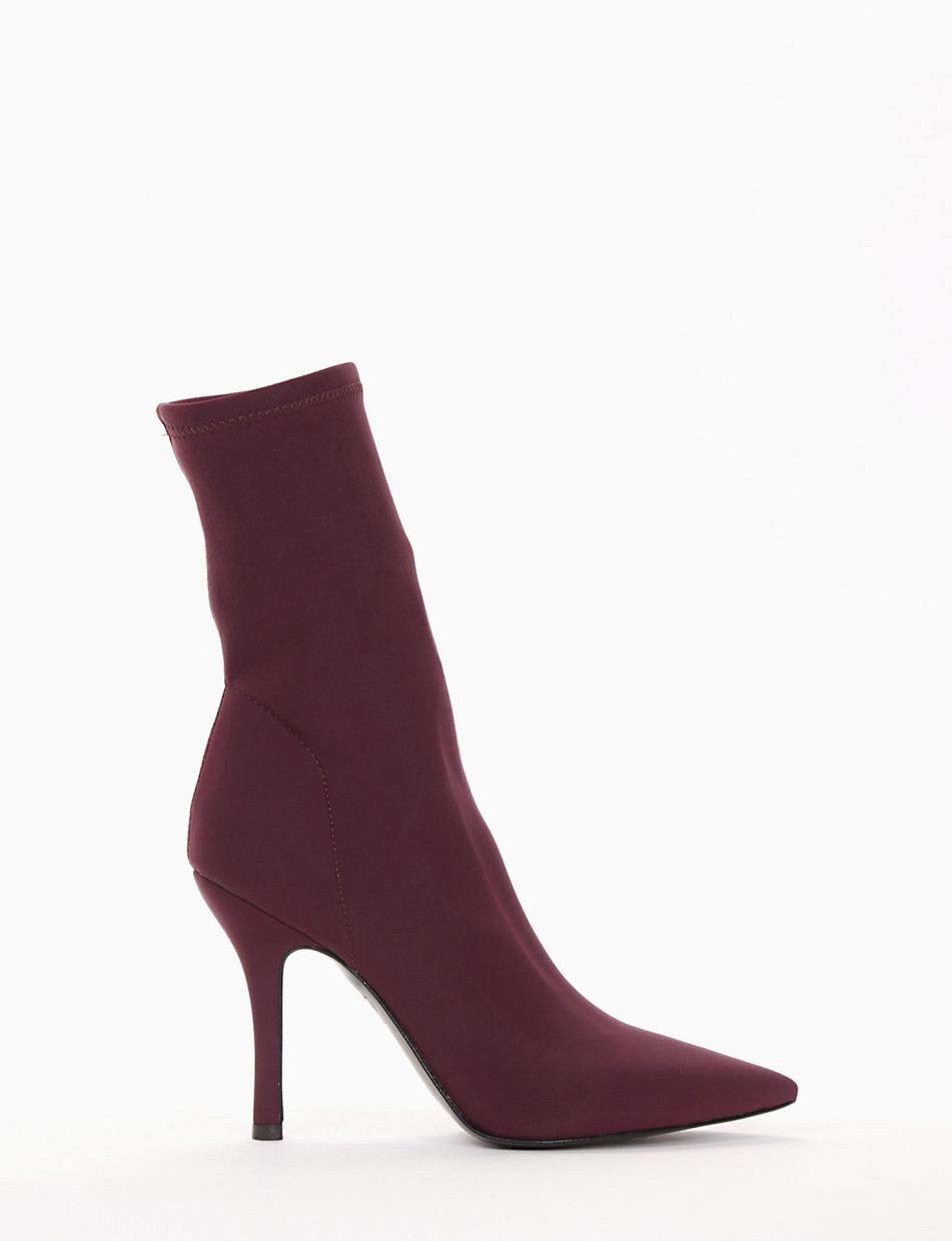High heel ankle boots heel 10 cm bordeaux tissue